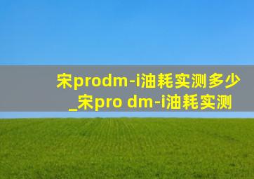 宋prodm-i油耗实测多少_宋pro dm-i油耗实测